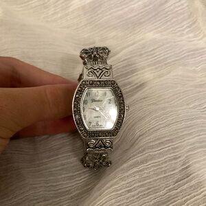 Geneva Silver Watch with Intricate Design